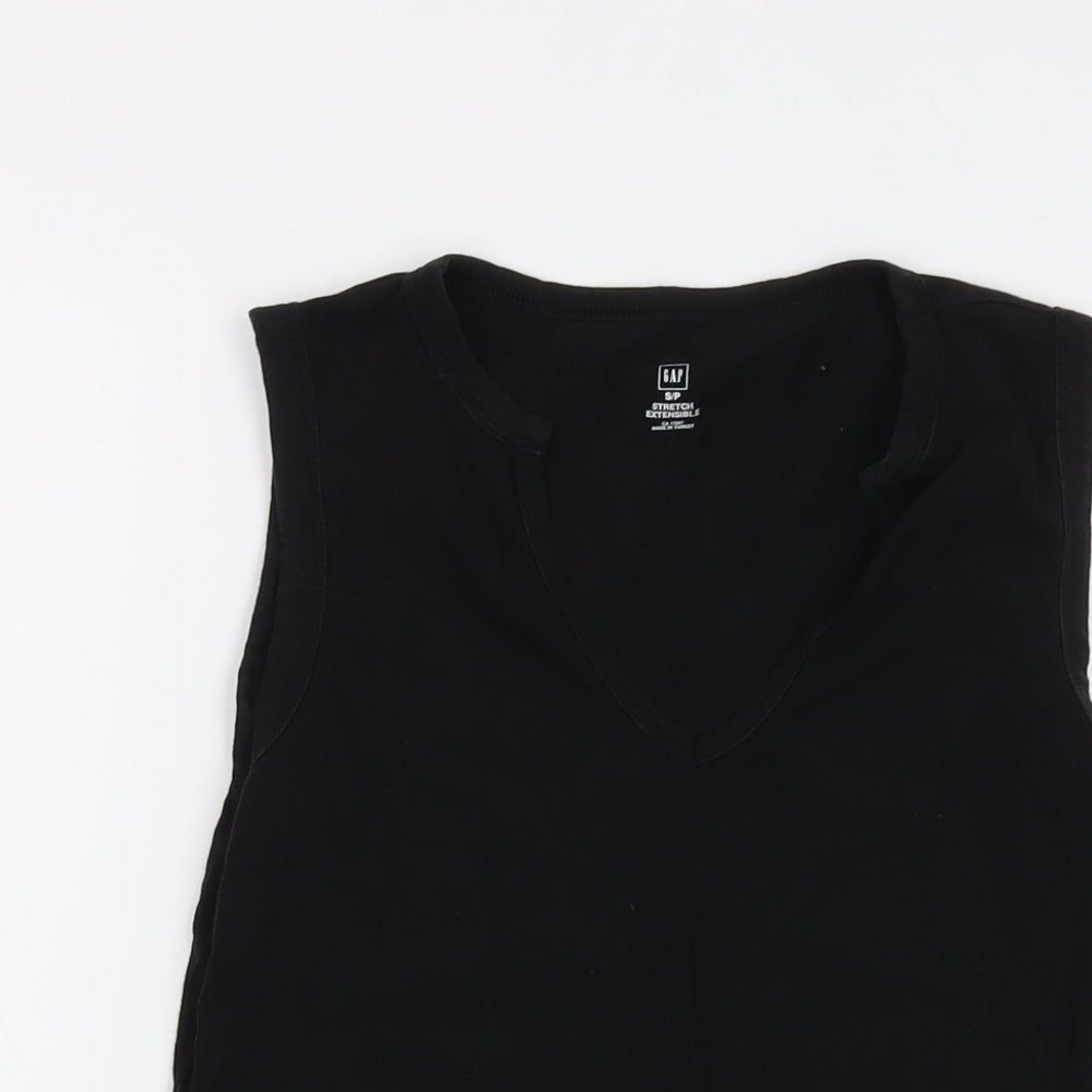 Gap Womens Black Cotton Basic Tank Size S V-Neck