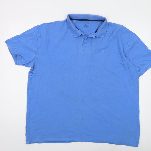 James Pringle Mens Blue Cotton Polo Size 2XL Collared Button