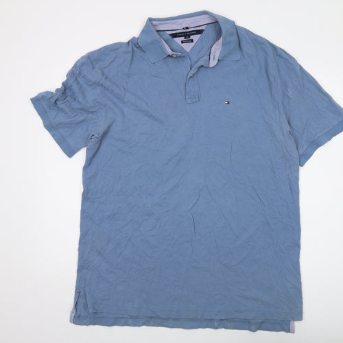 Tommy Hilfiger Mens Blue Cotton Polo Size 2XL Collared Button