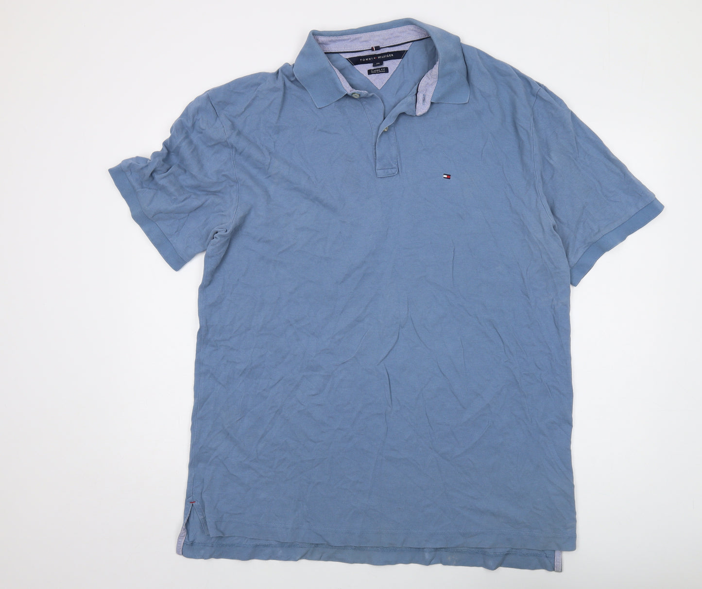 Tommy Hilfiger Mens Blue Cotton Polo Size 2XL Collared Button