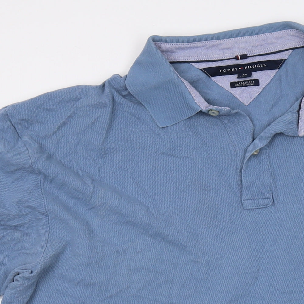 Tommy Hilfiger Mens Blue Cotton Polo Size 2XL Collared Button