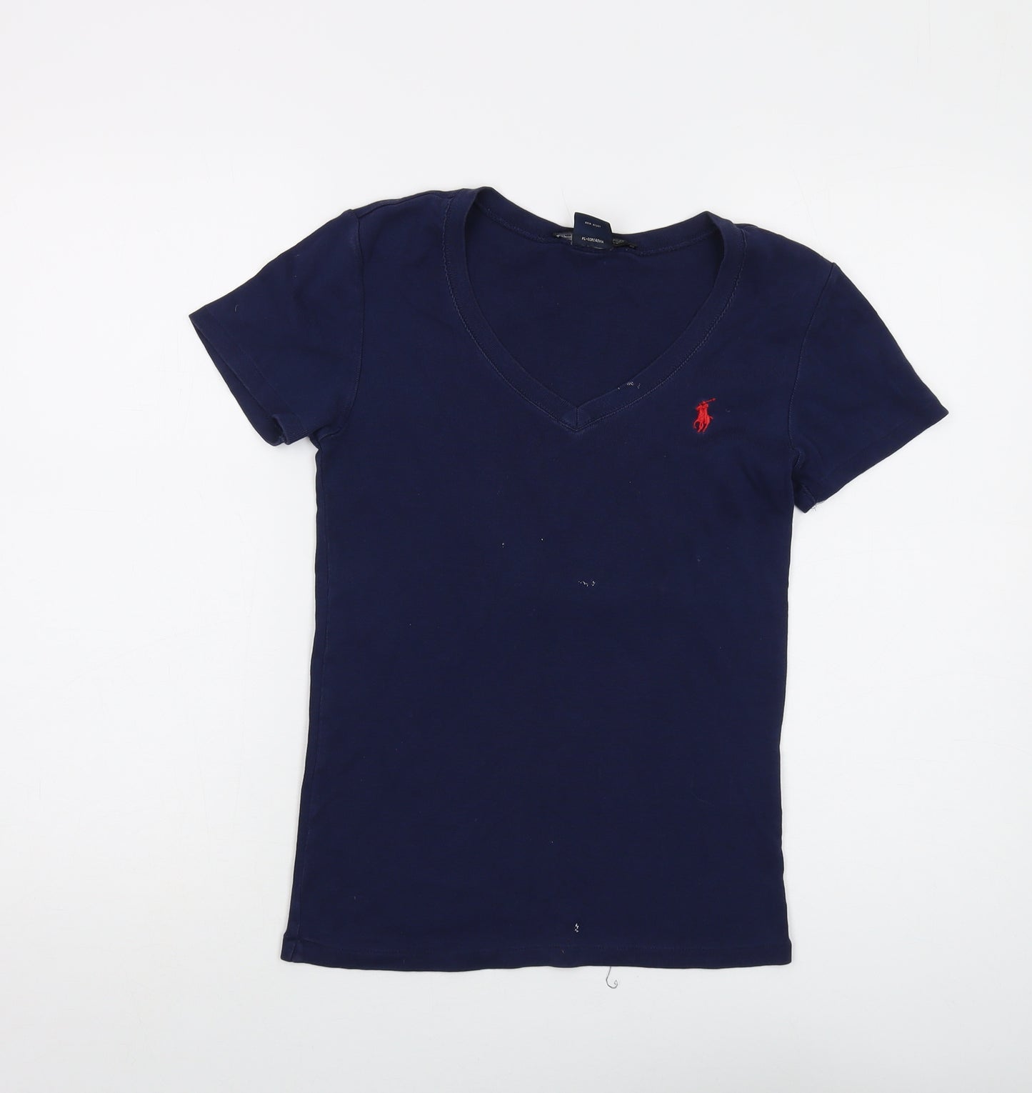 Polo Ralph Lauren Womens Blue Cotton Basic T-Shirt Size M V-Neck