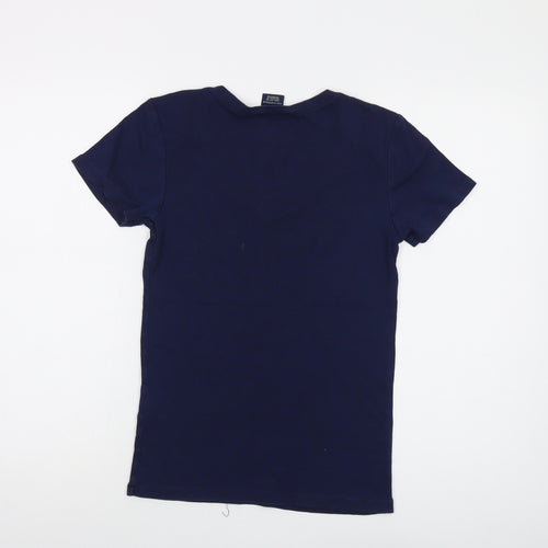 Polo Ralph Lauren Womens Blue Cotton Basic T-Shirt Size M V-Neck