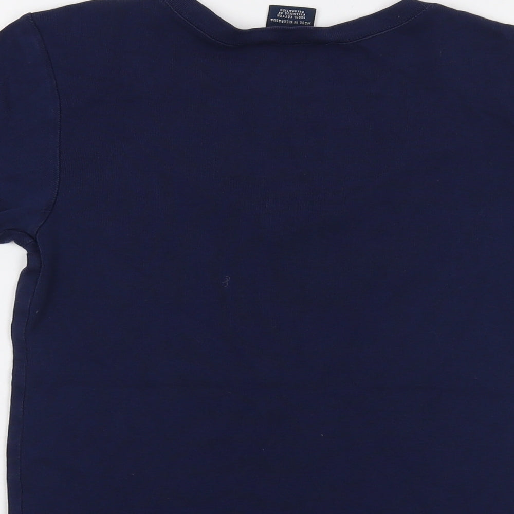 Polo Ralph Lauren Womens Blue Cotton Basic T-Shirt Size M V-Neck
