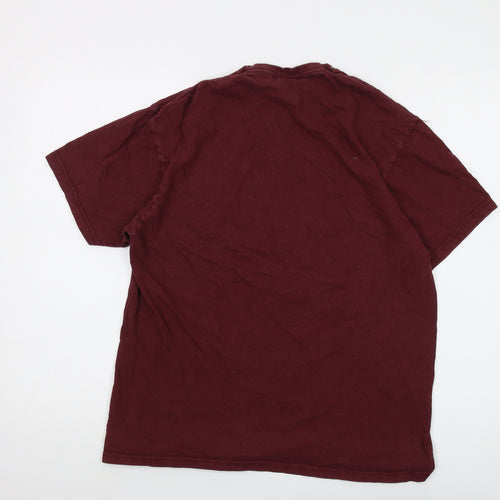 The Dude Mens Red Cotton T-Shirt Size L Crew Neck