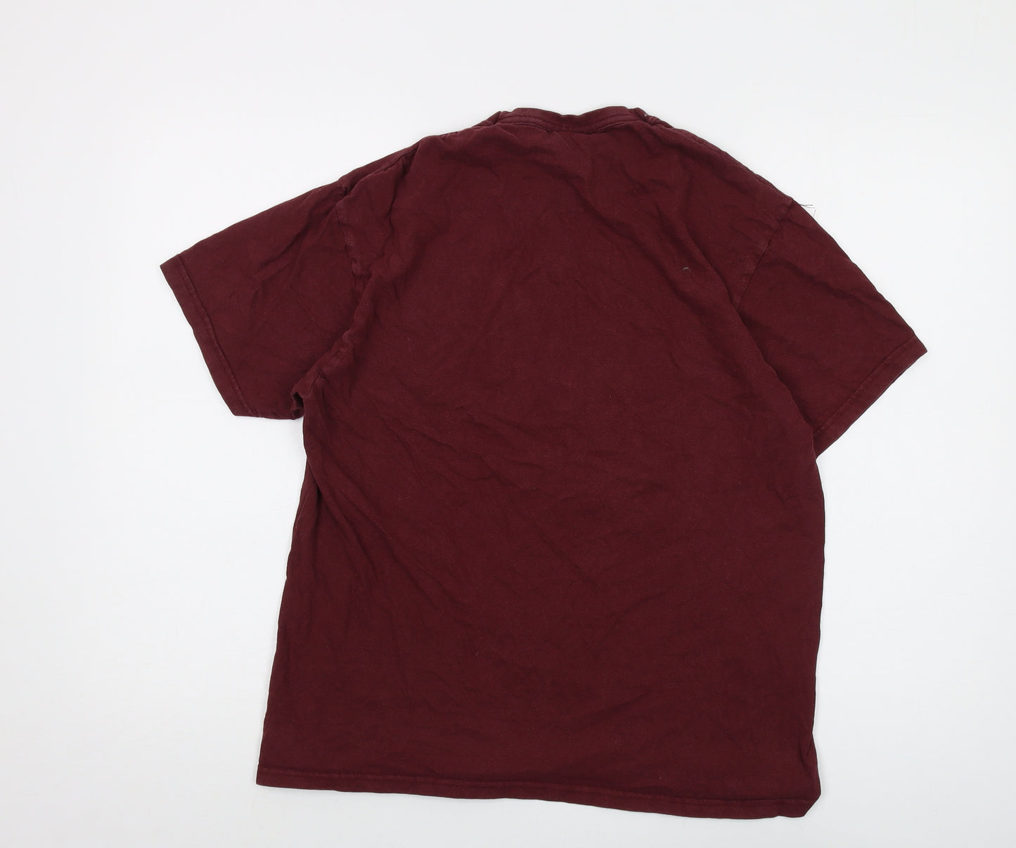 The Dude Mens Red Cotton T-Shirt Size L Crew Neck