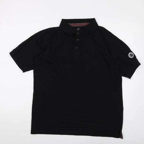 DLX Mens Black Cotton Polo Size M Collared Button