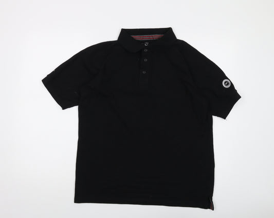 DLX Mens Black Cotton Polo Size M Collared Button