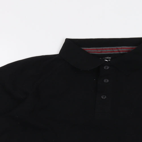 DLX Mens Black Cotton Polo Size M Collared Button