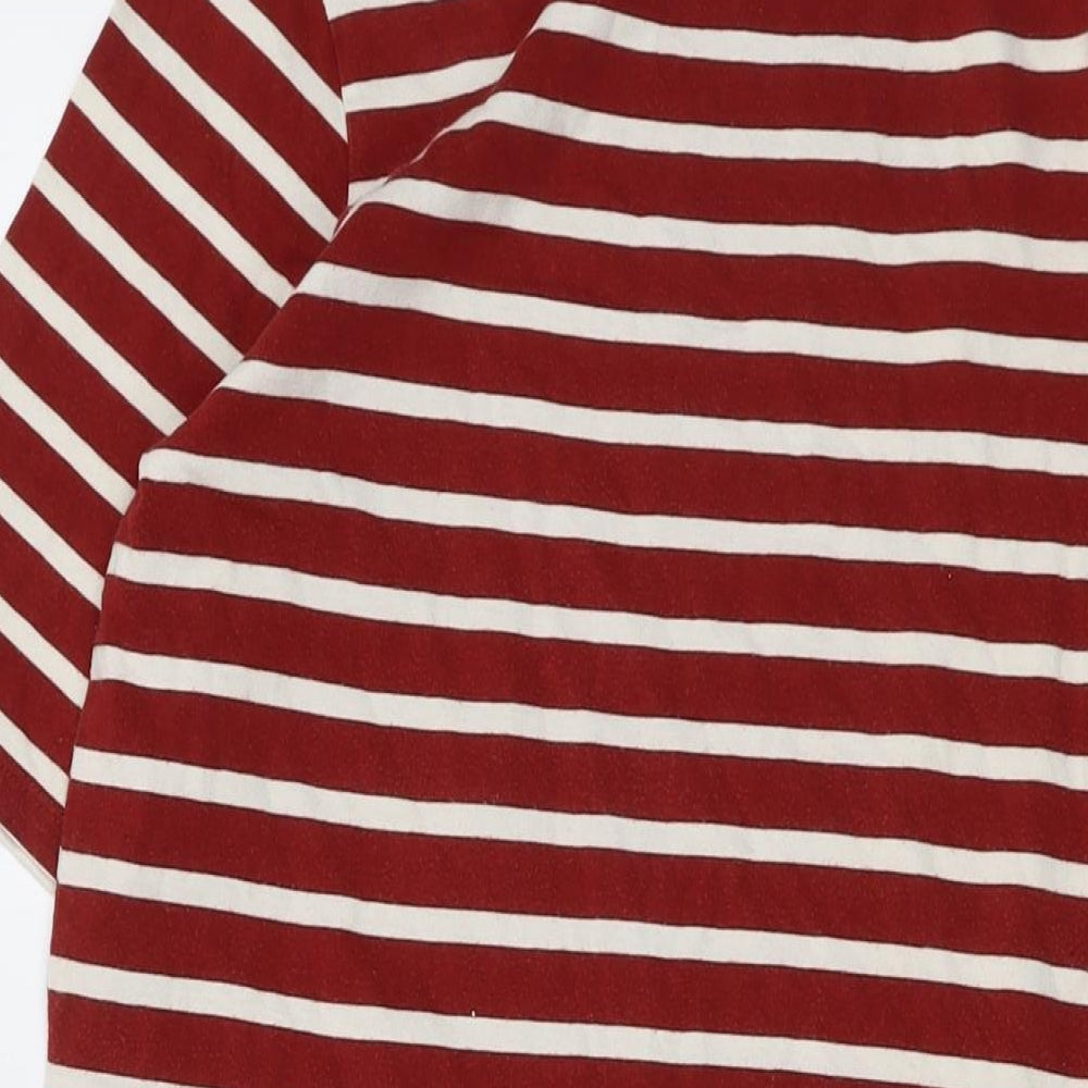 Seasalt Womens Red Striped Cotton T-Shirt Dress Size 14 Round Neck Pullover