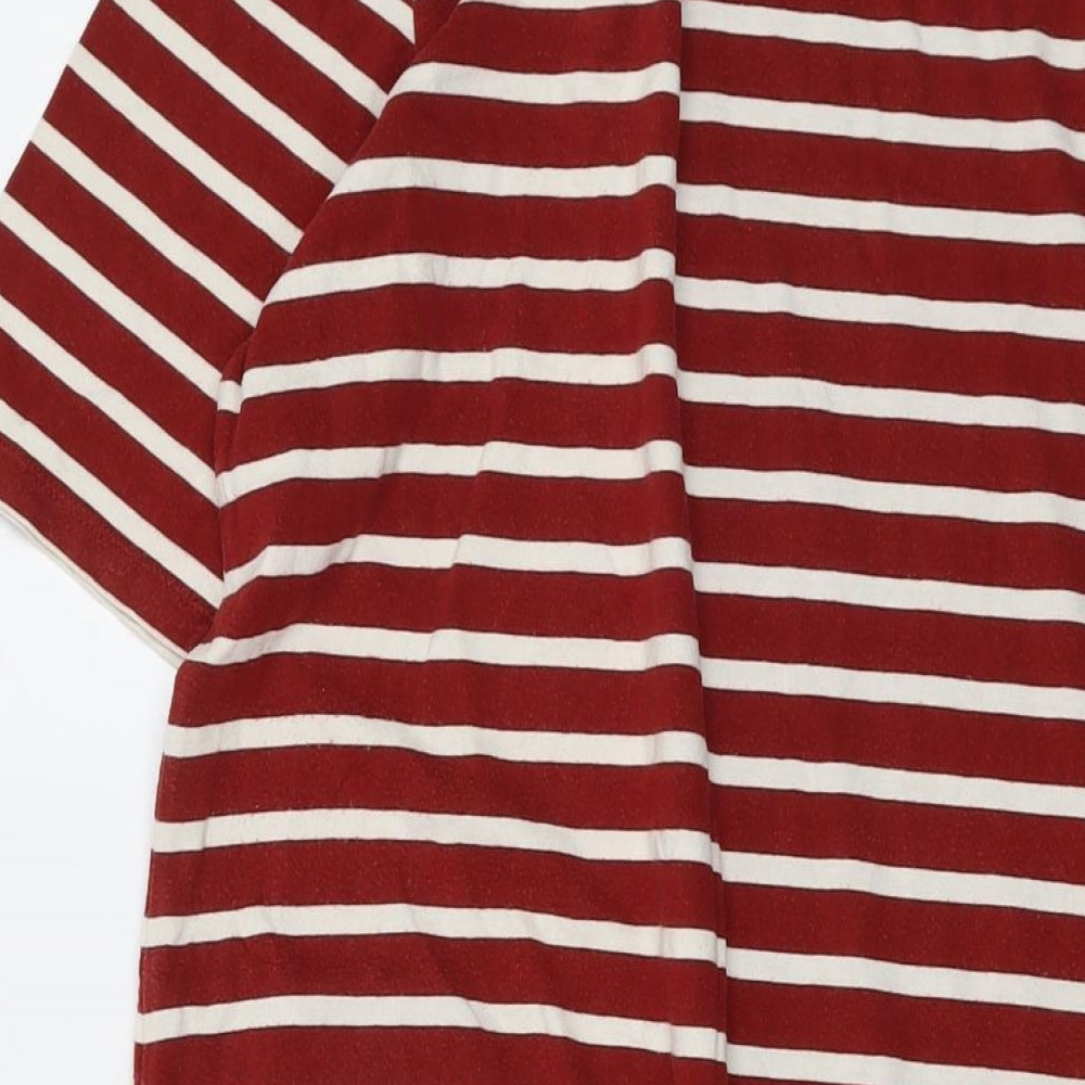 Seasalt Womens Red Striped Cotton T-Shirt Dress Size 14 Round Neck Pullover