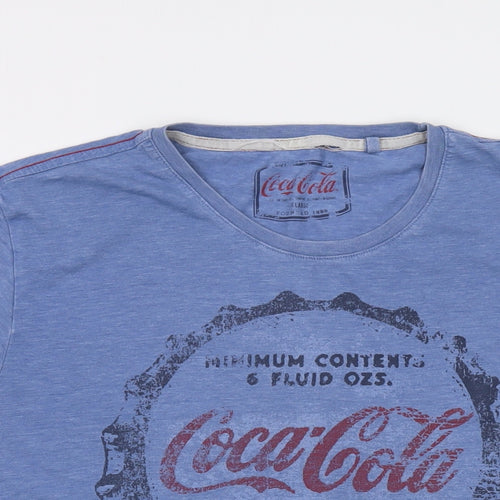 Coca-Cola Mens Blue Cotton T-Shirt Size XL Crew Neck