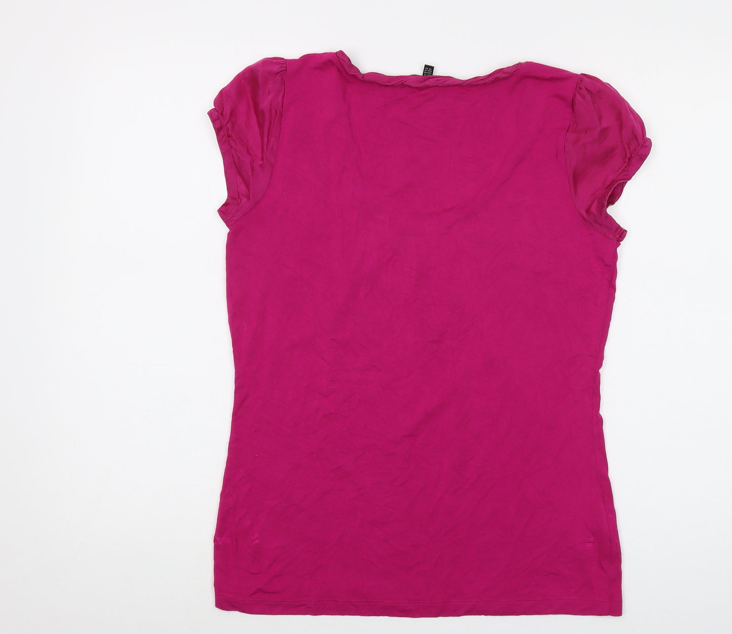 Laura Ashley Womens Purple Viscose Basic T-Shirt Size 14 Round Neck