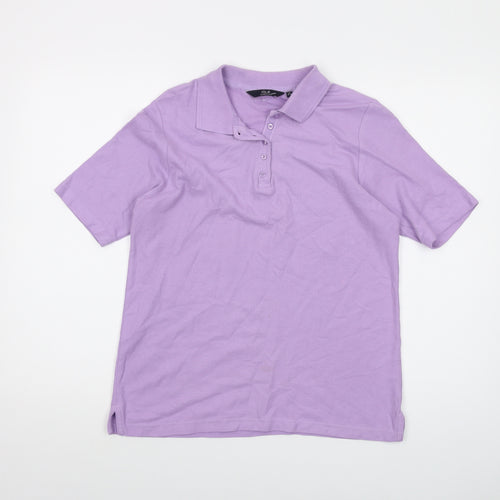 Isle Womens Purple Cotton Basic Polo Size 14 Collared