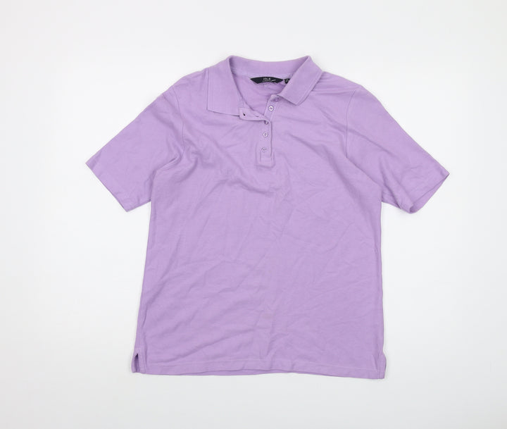 Isle Womens Purple Cotton Basic Polo Size 14 Collared