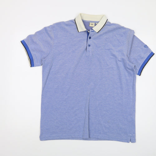 Cotton Traders Mens Blue Cotton Polo Size L Collared Button