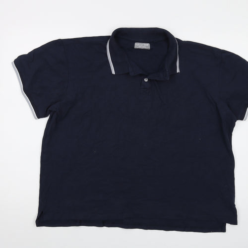Cottonleaf Mens Blue Cotton Polo Size XL Collared Button