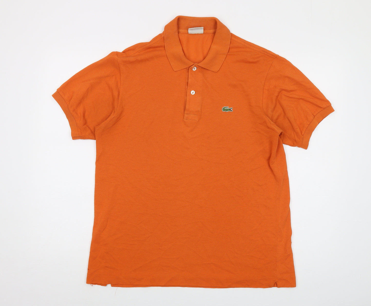 Lacoste Mens Orange Cotton Polo Size M Collared Button