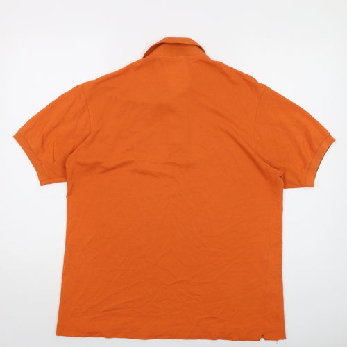 Lacoste Mens Orange Cotton Polo Size M Collared Button