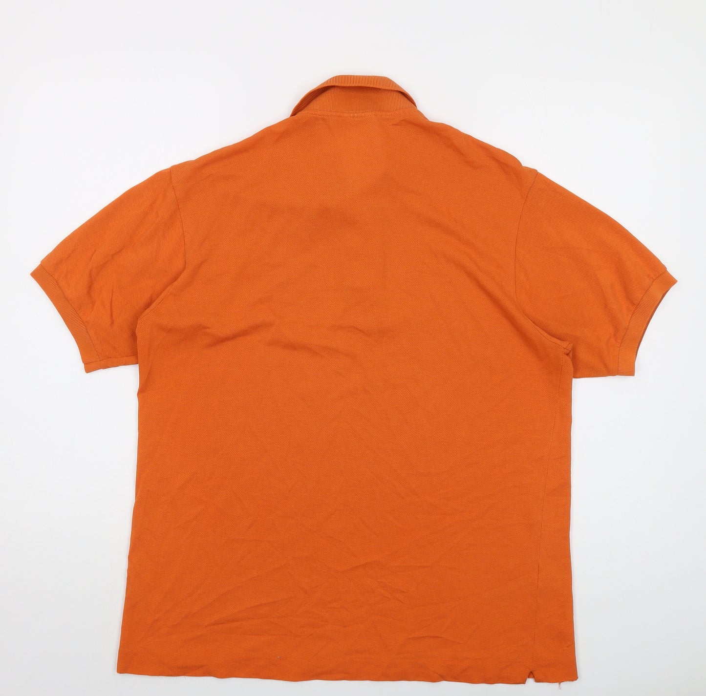 Lacoste Mens Orange Cotton Polo Size M Collared Button