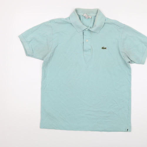 Lacoste Mens Blue Cotton Polo Size M Collared Button