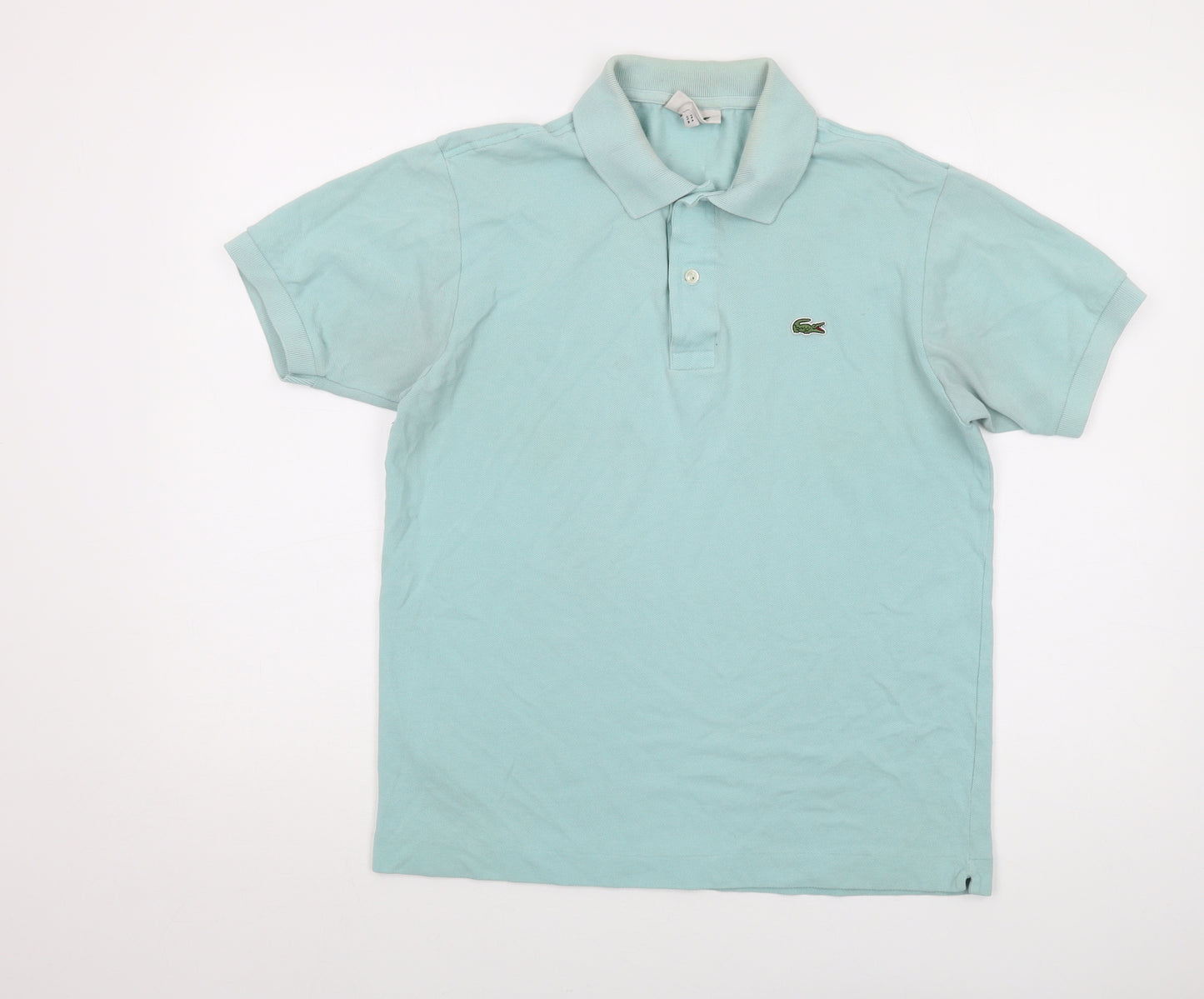 Lacoste Mens Blue Cotton Polo Size M Collared Button