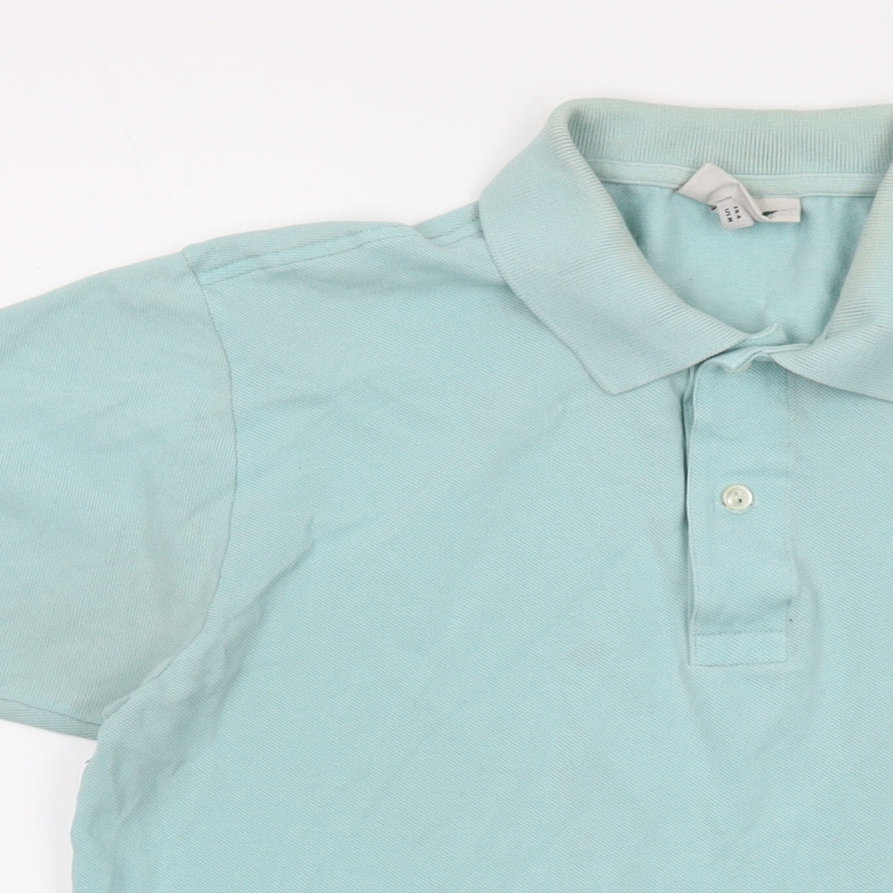 Lacoste Mens Blue Cotton Polo Size M Collared Button