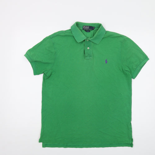 Polo Ralph Lauren Mens Green Cotton Polo Size L Collared Button