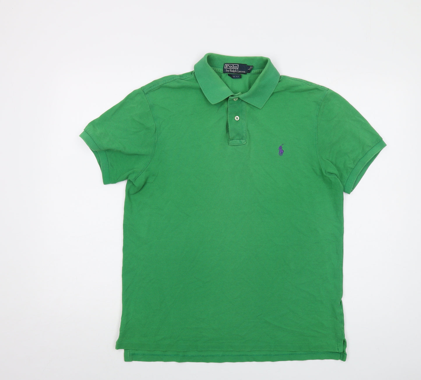 Polo Ralph Lauren Mens Green Cotton Polo Size L Collared Button