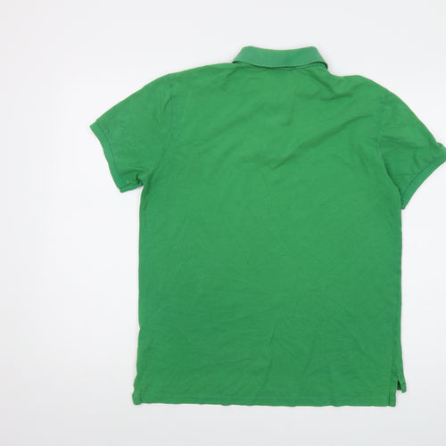 Polo Ralph Lauren Mens Green Cotton Polo Size L Collared Button