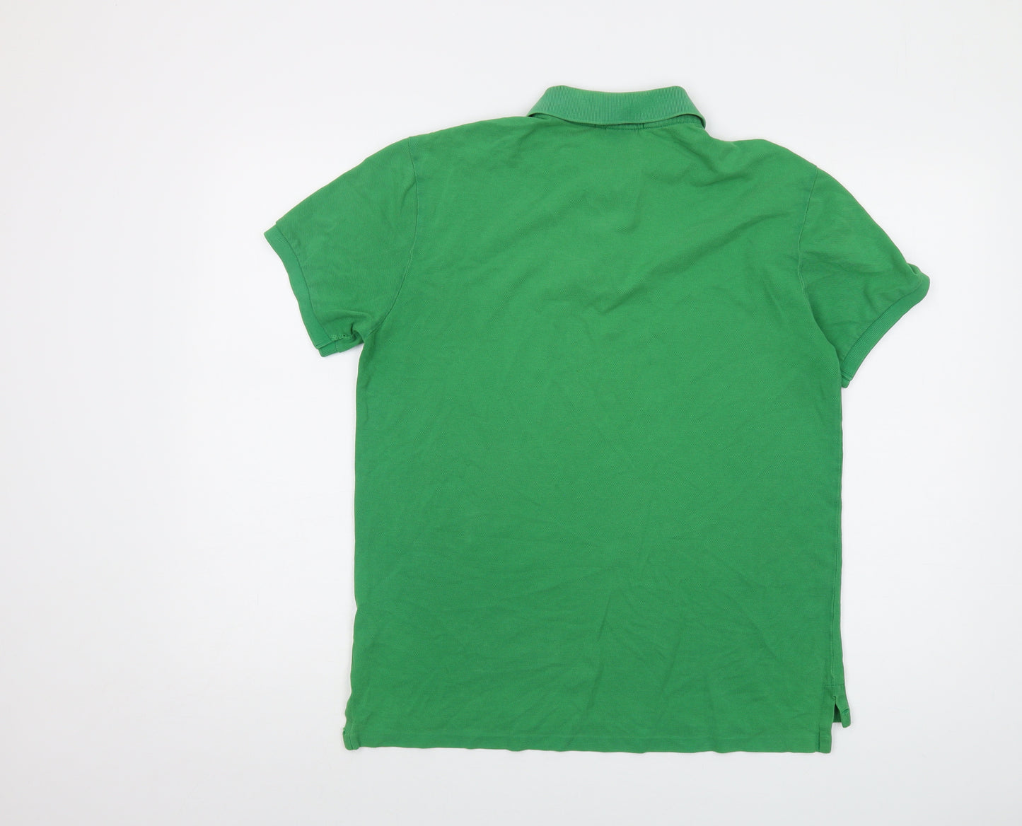 Polo Ralph Lauren Mens Green Cotton Polo Size L Collared Button