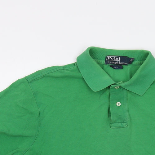 Polo Ralph Lauren Mens Green Cotton Polo Size L Collared Button