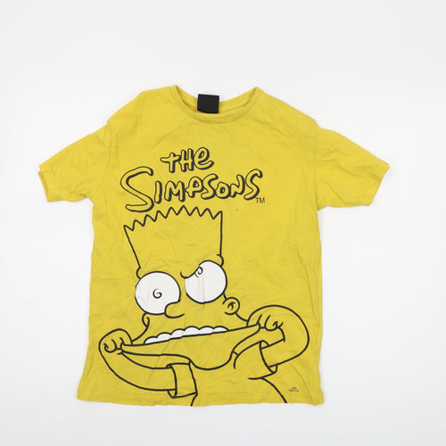 The Simpsons Boys Yellow Cotton Basic T-Shirt Size 11-12 Years Crew Neck Pullover