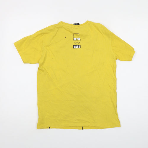 The Simpsons Boys Yellow Cotton Basic T-Shirt Size 11-12 Years Crew Neck Pullover