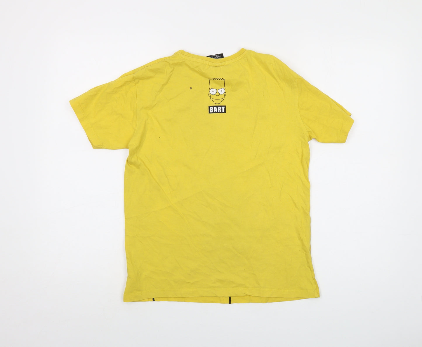 The Simpsons Boys Yellow Cotton Basic T-Shirt Size 11-12 Years Crew Neck Pullover