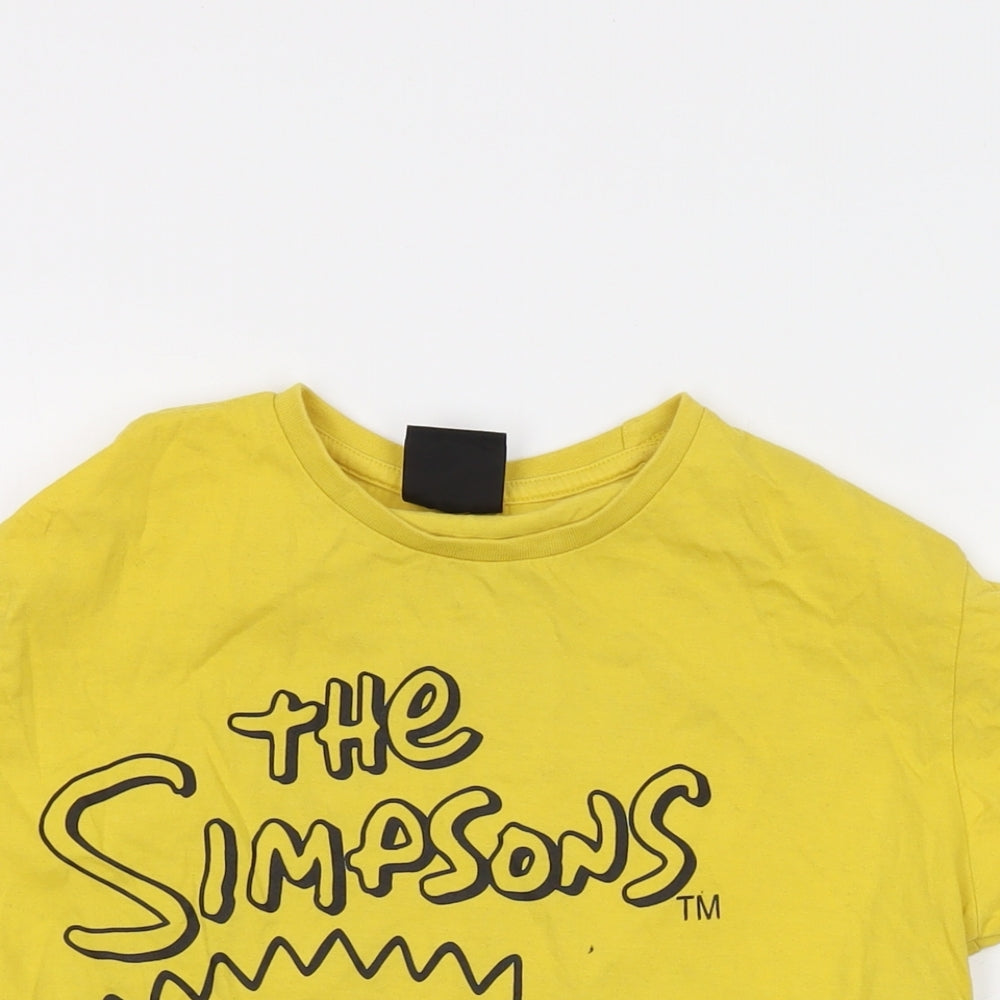 The Simpsons Boys Yellow Cotton Basic T-Shirt Size 11-12 Years Crew Neck Pullover