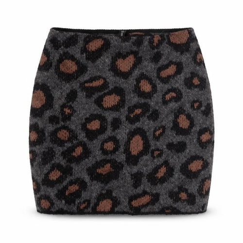 Marc Cain Womens Grey Animal Print Wool Mini Skirt Size 28 in