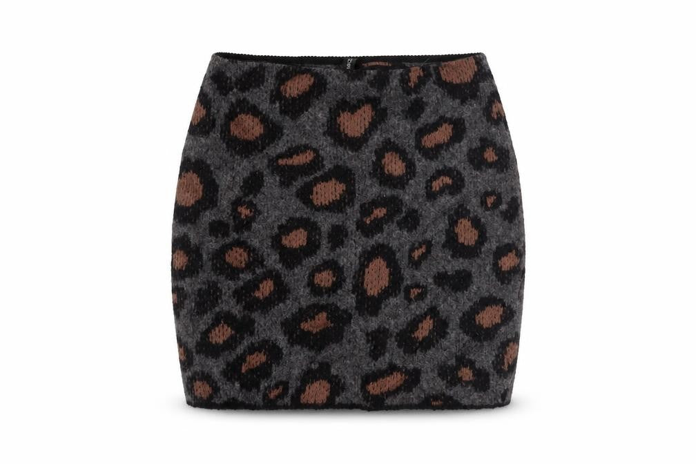 Marc Cain Womens Grey Animal Print Wool Mini Skirt Size 28 in