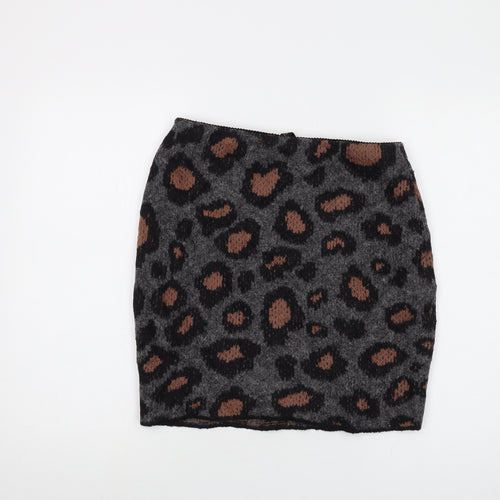 Marc Cain Womens Grey Animal Print Wool Mini Skirt Size 28 in
