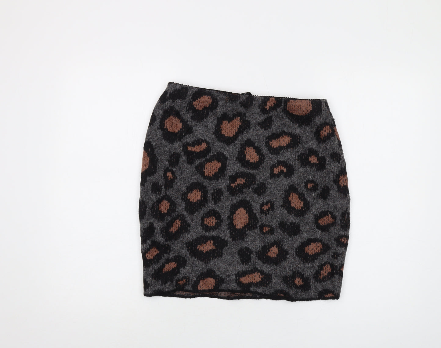 Marc Cain Womens Grey Animal Print Wool Mini Skirt Size 28 in