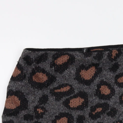 Marc Cain Womens Grey Animal Print Wool Mini Skirt Size 28 in