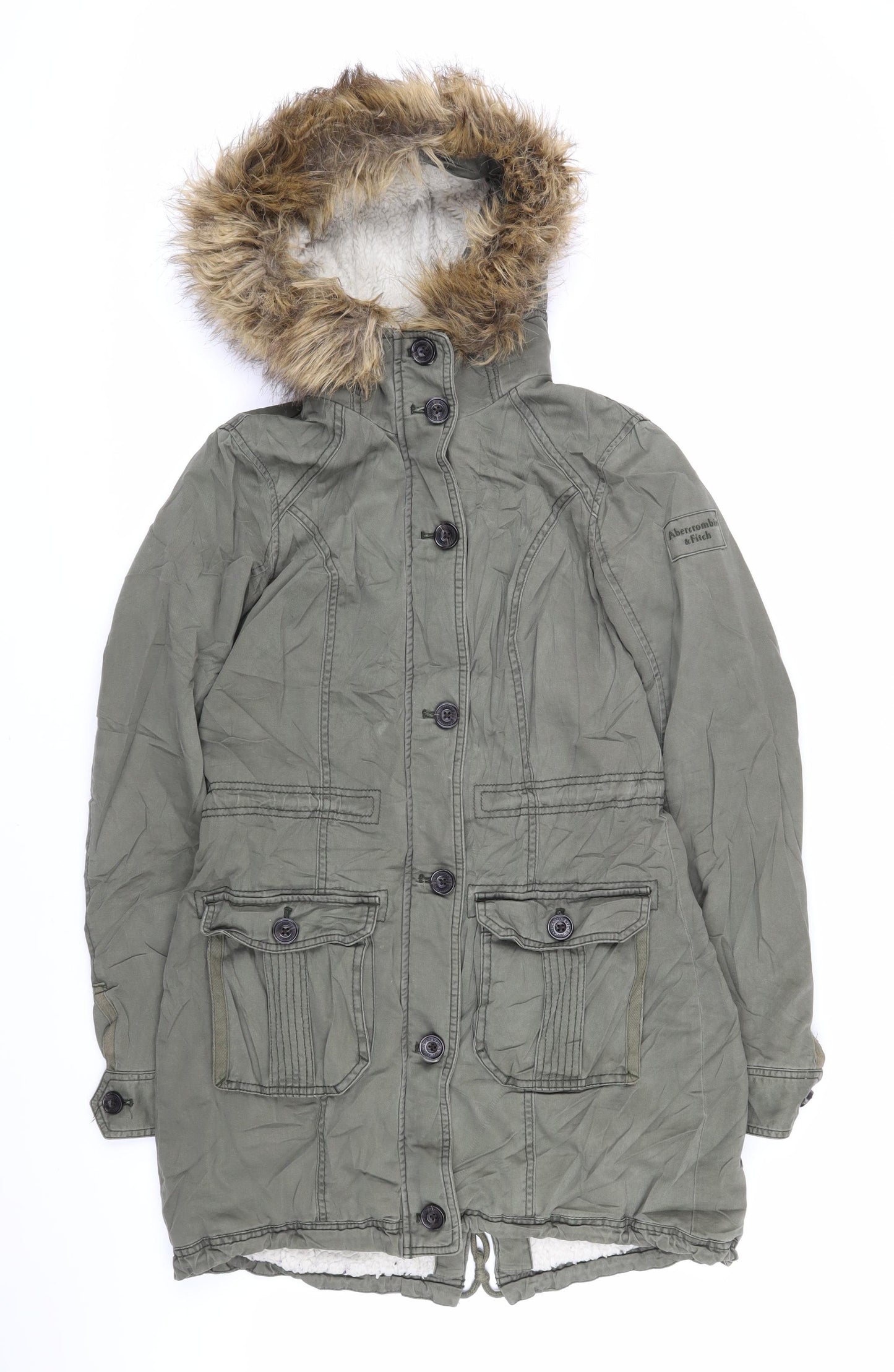 Abercrombie & Fitch Womens Green Jacket Coat Size S Zip