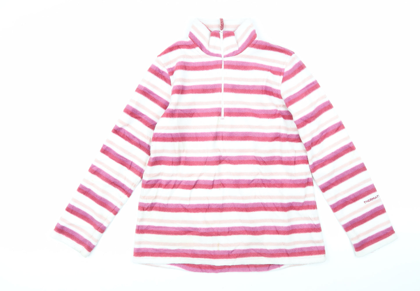 Peter Storm Womens Pink Striped 100% Polyester Pullover Sweatshirt Size 14 Zip