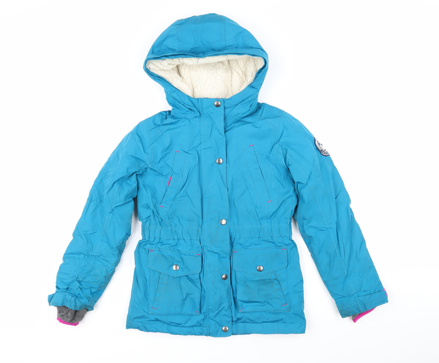 Lands' End Girls Blue Jacket Coat Size 8-9 Years Tie