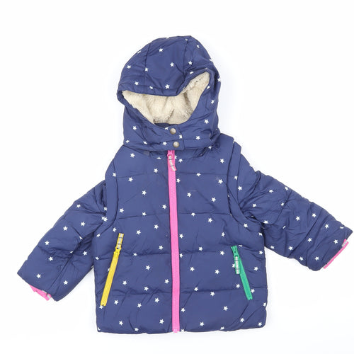 Boden Girls Blue Geometric Jacket Coat Size 3-4 Years Zip