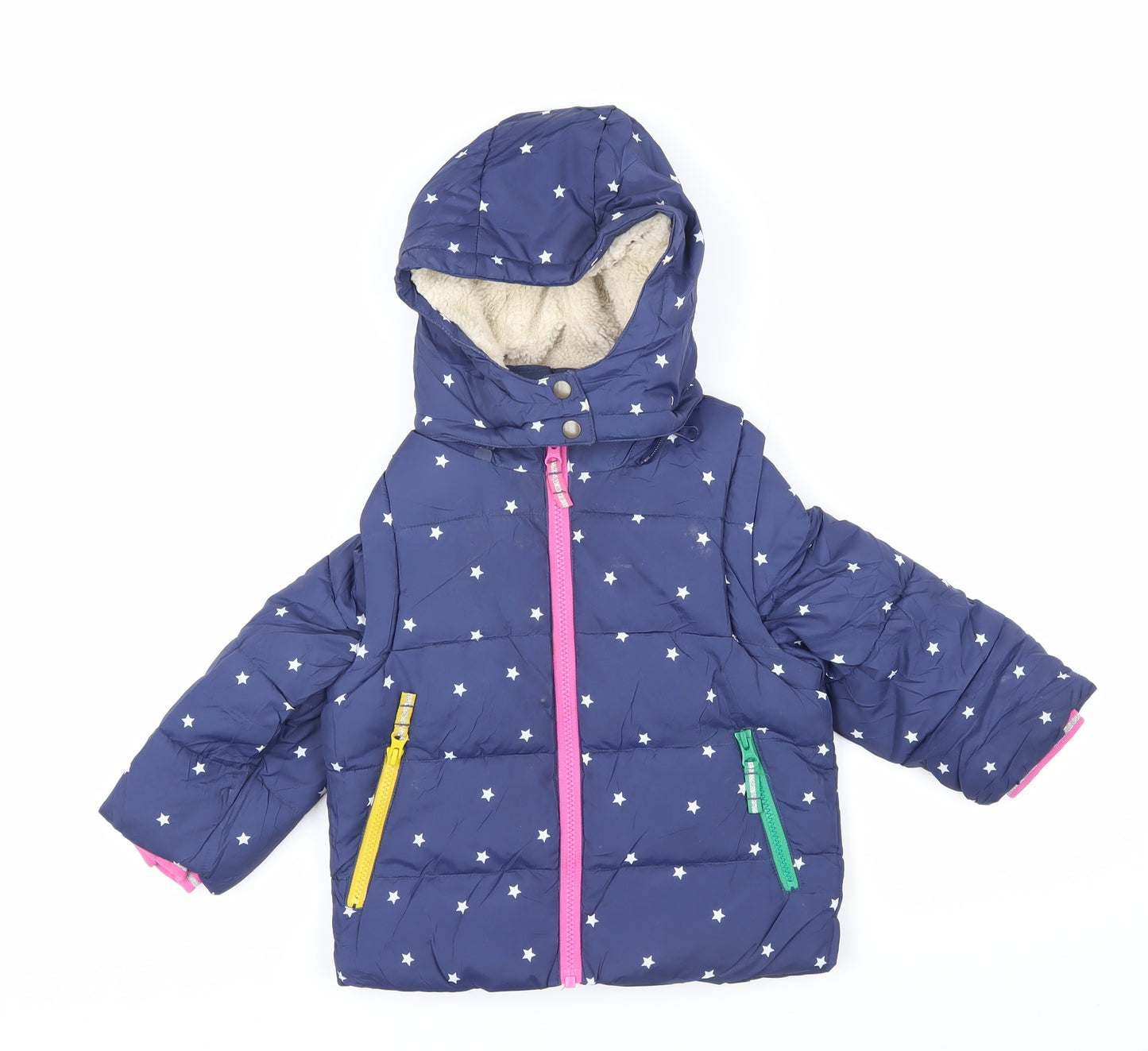 Boden Girls Blue Geometric Jacket Coat Size 3-4 Years Zip