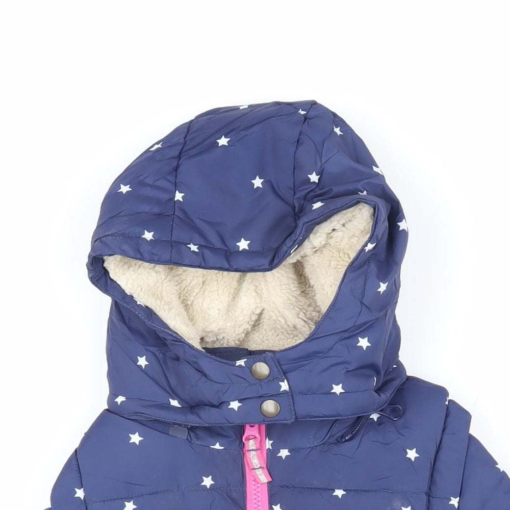 Boden Girls Blue Geometric Jacket Coat Size 3-4 Years Zip