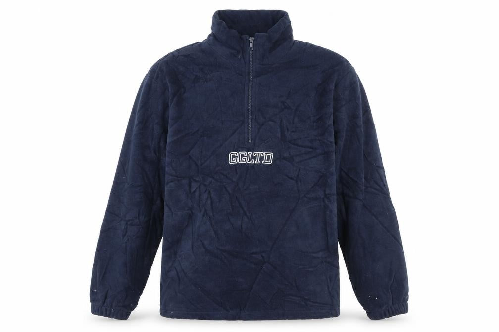 Front view of G&G men’s blue polyester pullover sweatshirt, size S, - ggltd