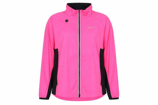Front view of mi fit women’s pink jacket, size UK 18, zip