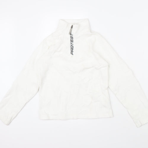 Protest Boys White 100% Polyester Pullover Sweatshirt Size 9-10 Years Zip - Protest logo